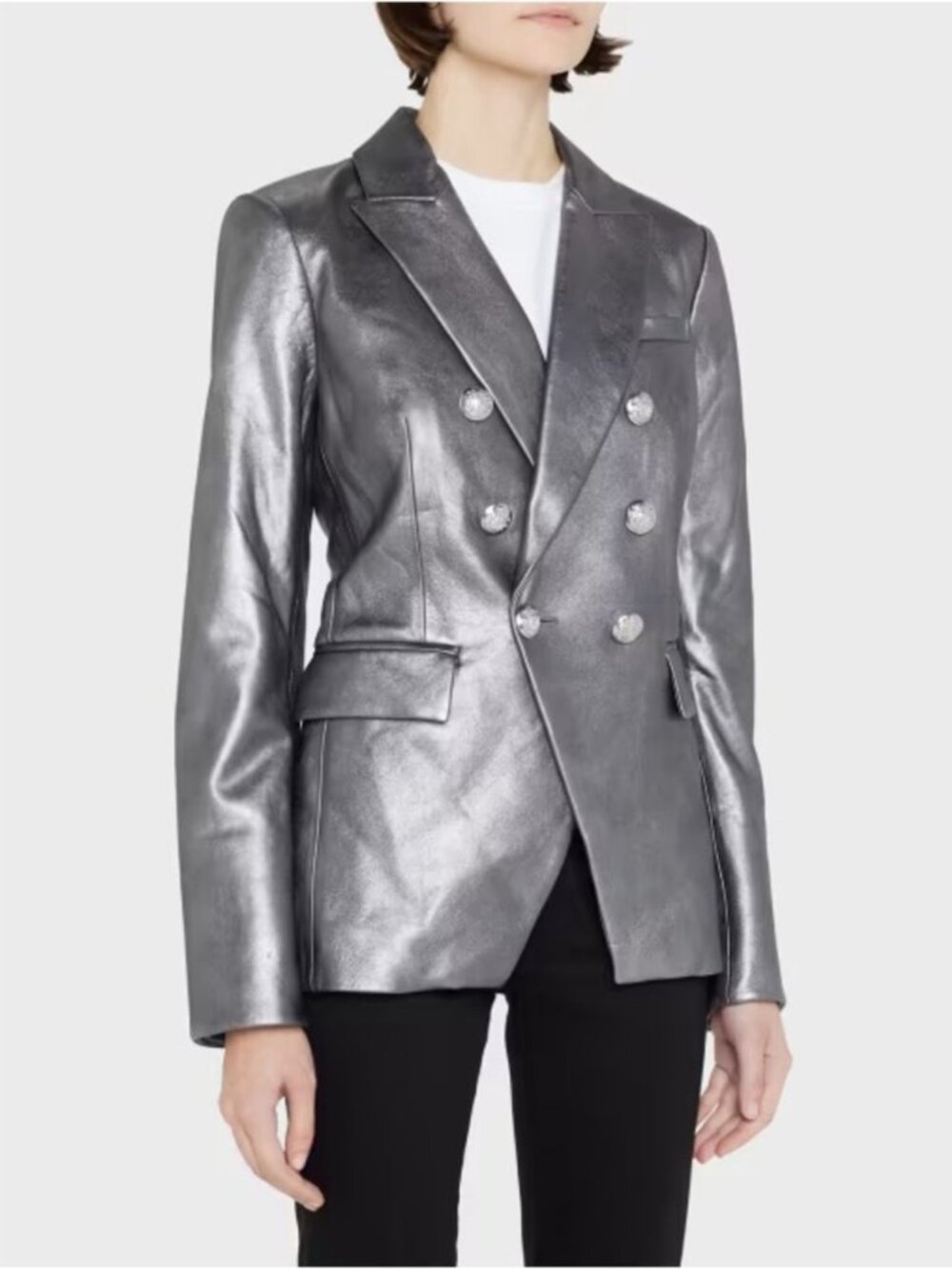 Veronica Beard Miller Metallic Leather Dickey Blazer Size 14 MSRP $1698